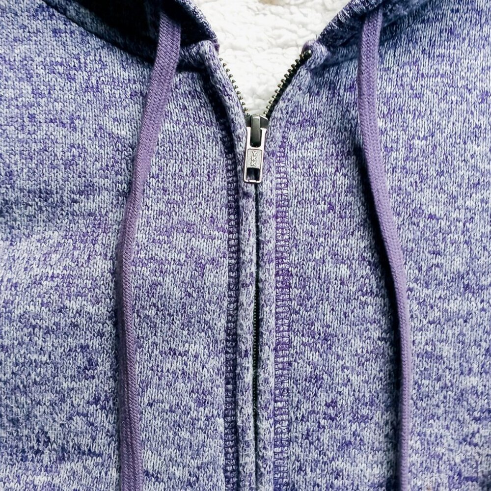 Sonoma Lavender Heathered Cozy Faux Sherpa Lined Zip Pockets Hoodie Woman's L - Picture 8 of 16